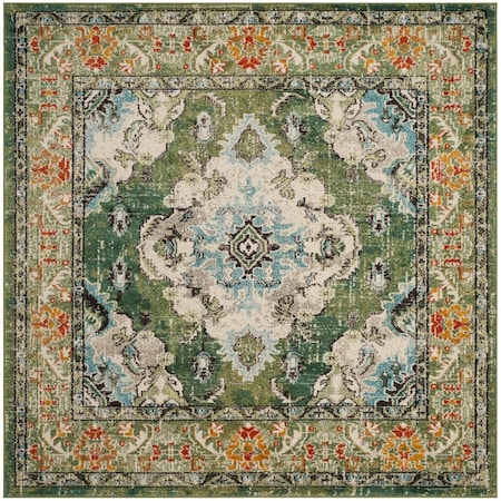 Safavieh 3 x 3 ft. Monaco Power Loomed Square Area Rug Forest Green & Light Blue MNC243F-3SQ